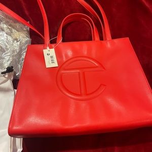 Telfar medium RED shopping bag
